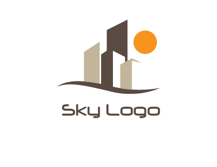 sun shining over skyscrapers logo