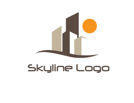 sun shining over skyscrapers logo