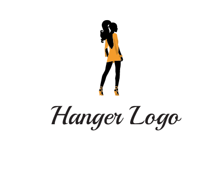 woman in yellow apparel logo