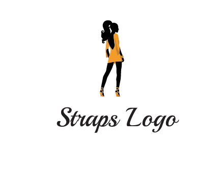 woman in yellow apparel logo