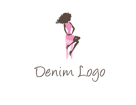 woman sitting on stool logo