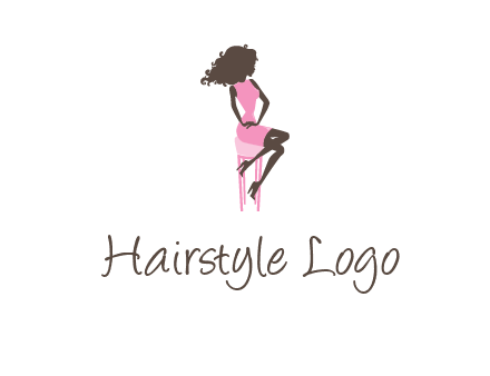 woman sitting on stool logo