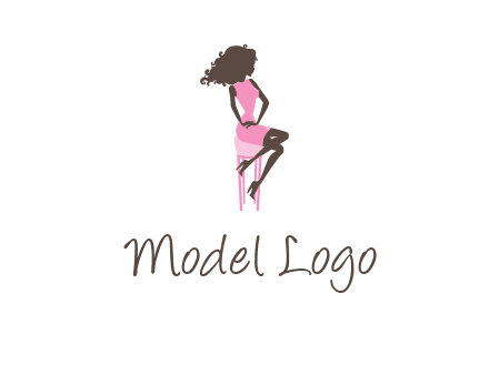 woman sitting on stool logo