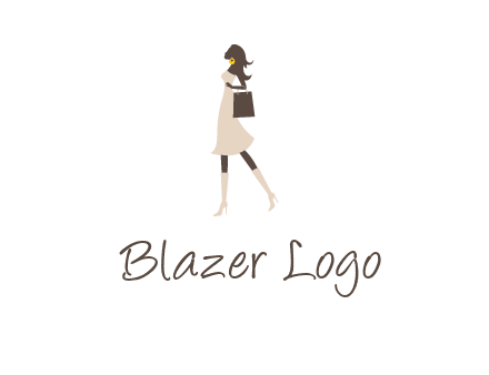 woman with purse and thigh high boots logo