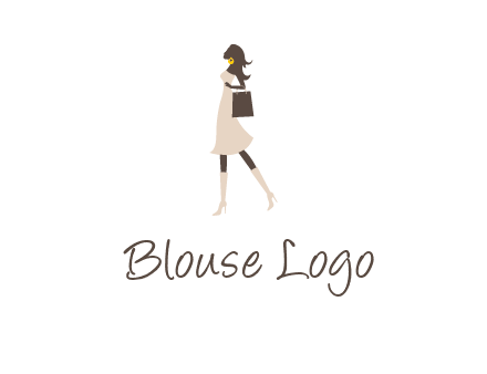 woman with purse and thigh high boots logo