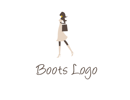 woman with purse and thigh high boots logo