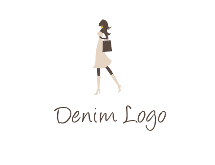 woman with purse and thigh high boots logo