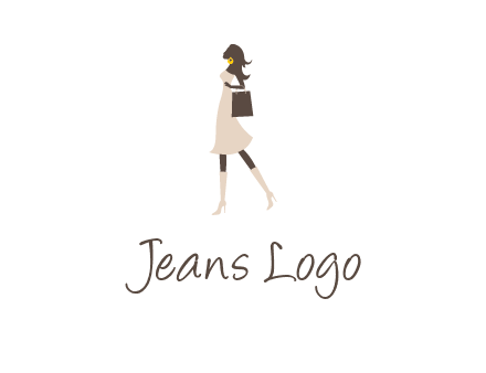 woman with purse and thigh high boots logo