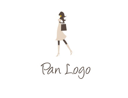 woman with purse and thigh high boots logo