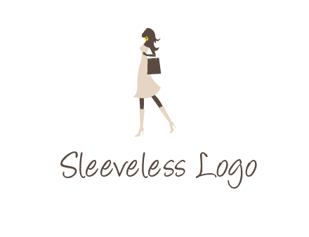 woman with purse and thigh high boots logo