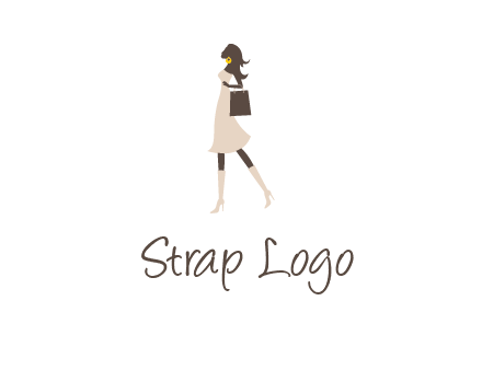 woman with purse and thigh high boots logo