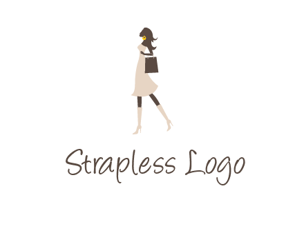 woman with purse and thigh high boots logo