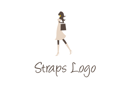 woman with purse and thigh high boots logo