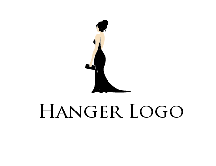 woman in backless dress logo