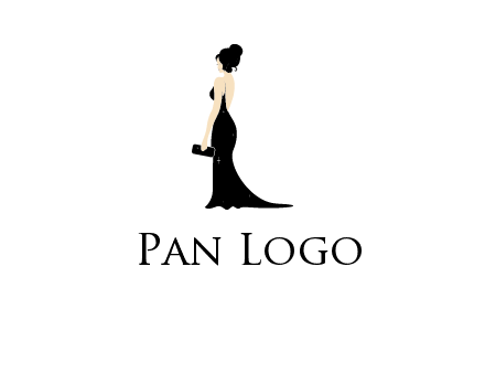 woman in backless dress logo