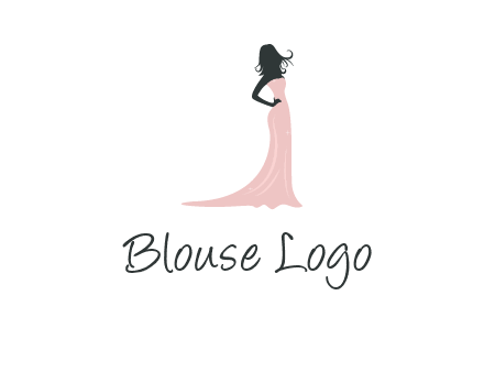 woman posing in strapless dress logo