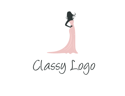 woman posing in strapless dress logo