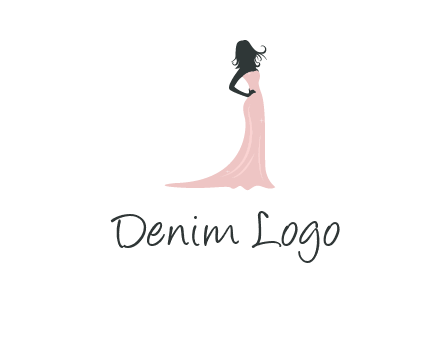 woman posing in strapless dress logo