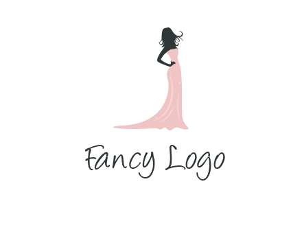 woman posing in strapless dress logo