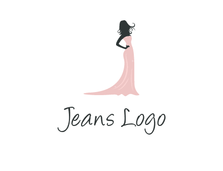 woman posing in strapless dress logo