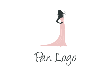 woman posing in strapless dress logo