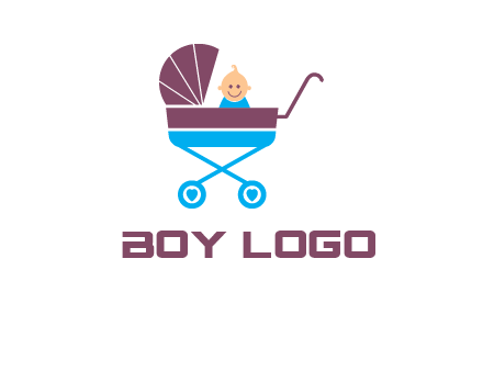 boy in baby stroller logo