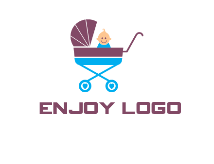 boy in baby stroller logo