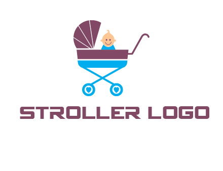 boy in baby stroller logo