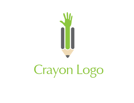 green hand inside pencil logo