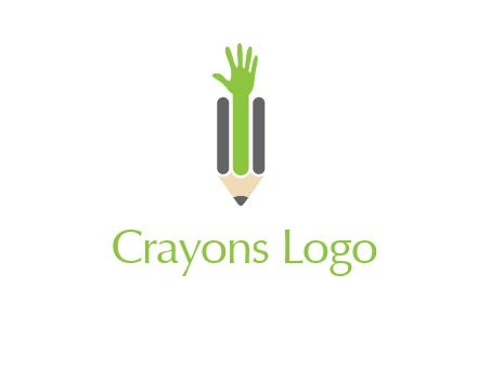 green hand inside pencil logo