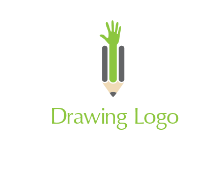 green hand inside pencil logo