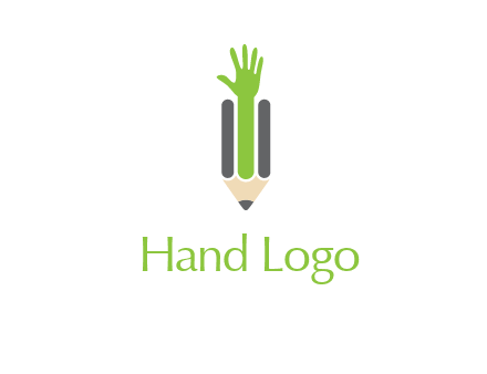 green hand inside pencil logo