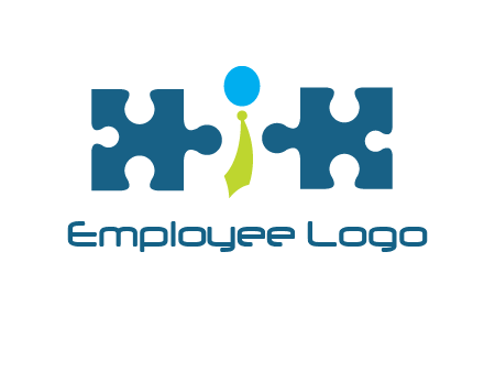 puzzle pieces with man wearing tie logo