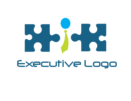 puzzle pieces with man wearing tie logo