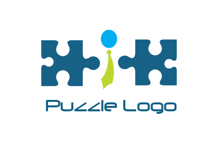 puzzle pieces with man wearing tie logo