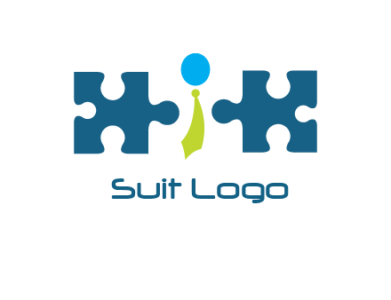 puzzle pieces with man wearing tie logo