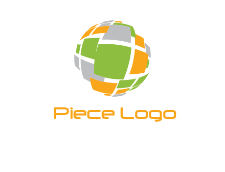 square pieces forming a globe logo