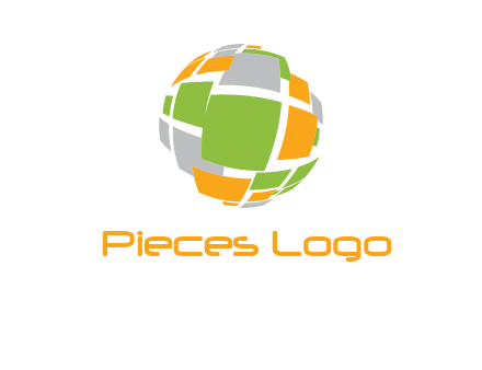 square pieces forming a globe logo