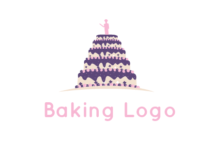 5 tier or layer cake with a figurine logo