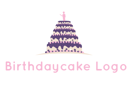 5 tier or layer cake with a figurine logo