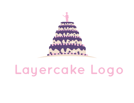 5 tier or layer cake with a figurine logo