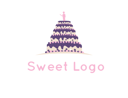 5 tier or layer cake with a figurine logo