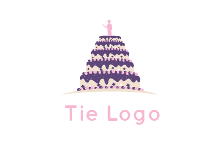 5 tier or layer cake with a figurine logo