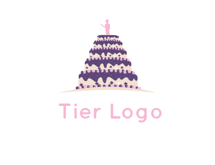 5 tier or layer cake with a figurine logo