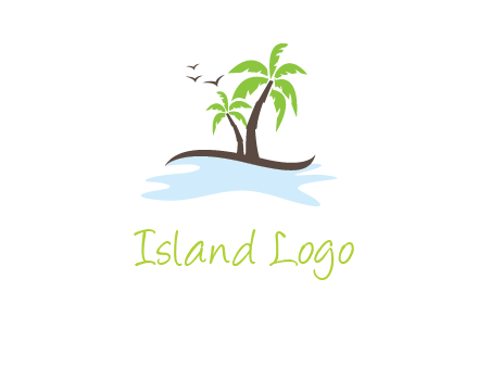 island with palm trees logo