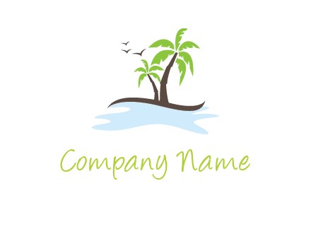 island with palm trees logo