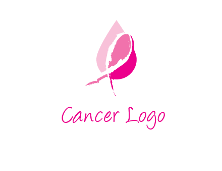 pink cancer ribbon in drop logo