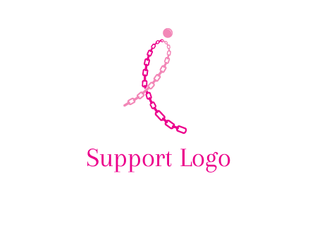 break cancer ribbon logo with dot and chain links