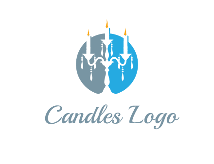 candelabra with crystals and burning candles logo