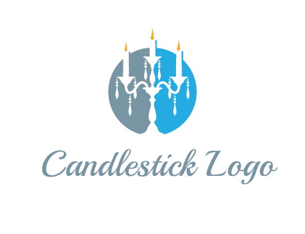 candelabra with crystals and burning candles logo